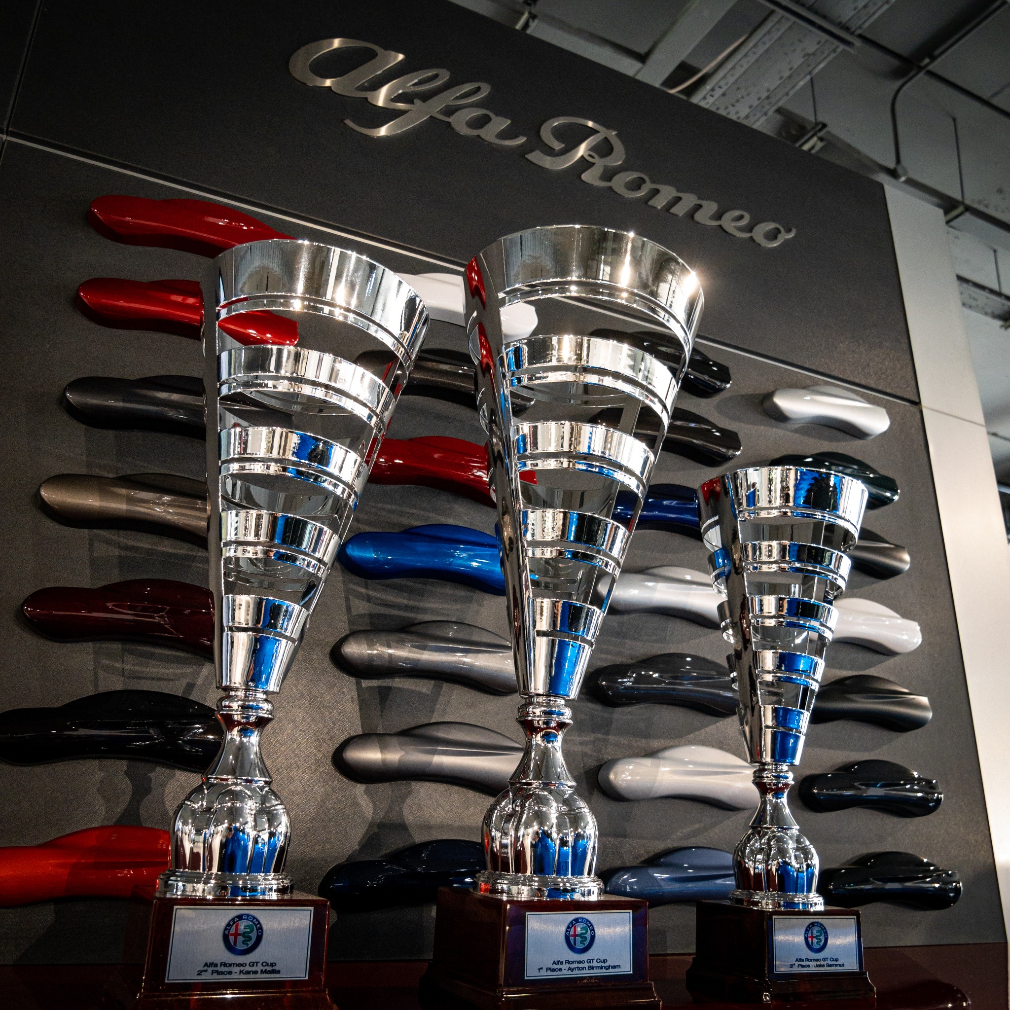 Trophies for the Alfa Romeo Cup.